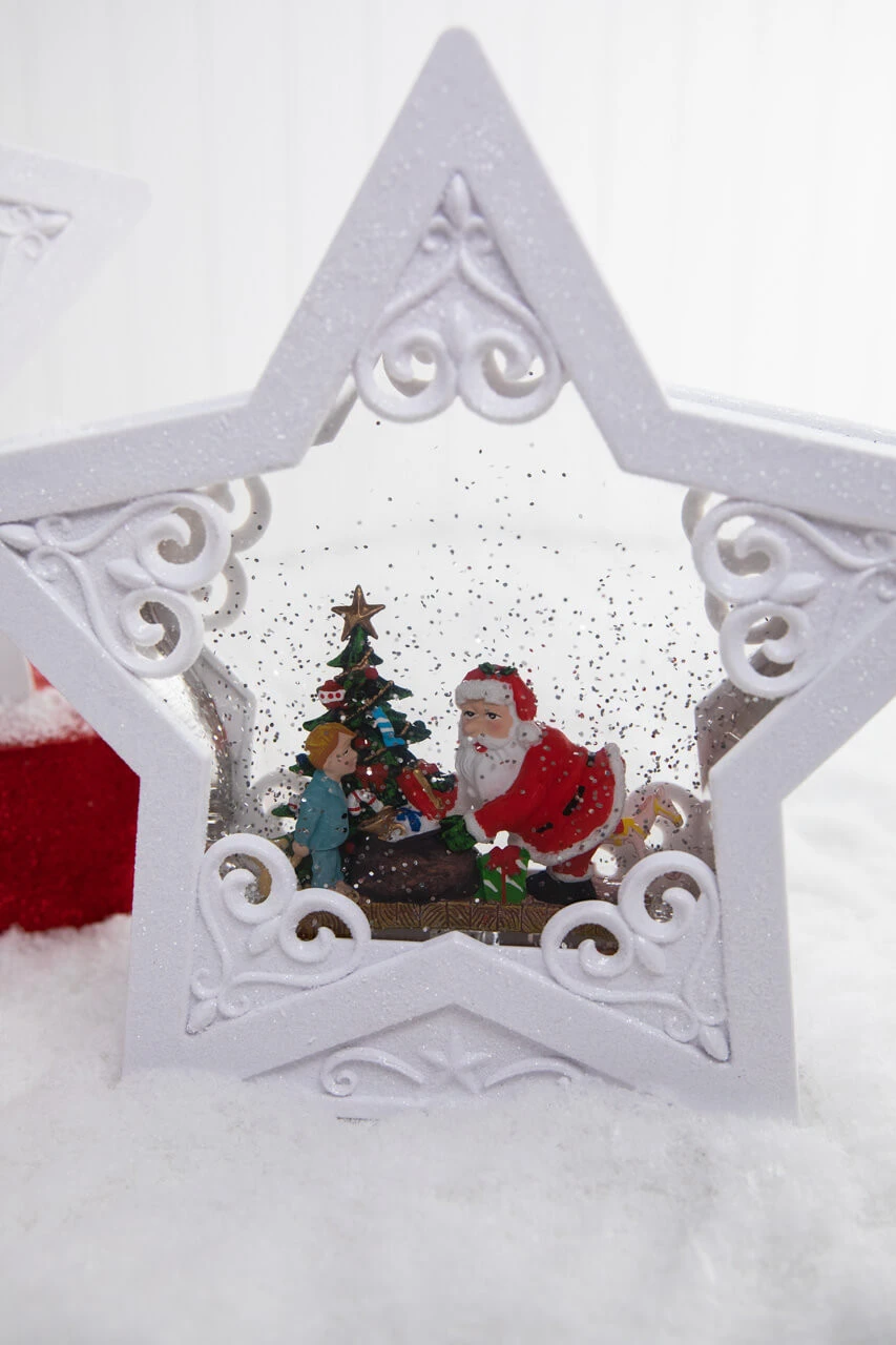 10.5" Battery Operated Lighted Spinning Water Globe Star With Timer - Image 2