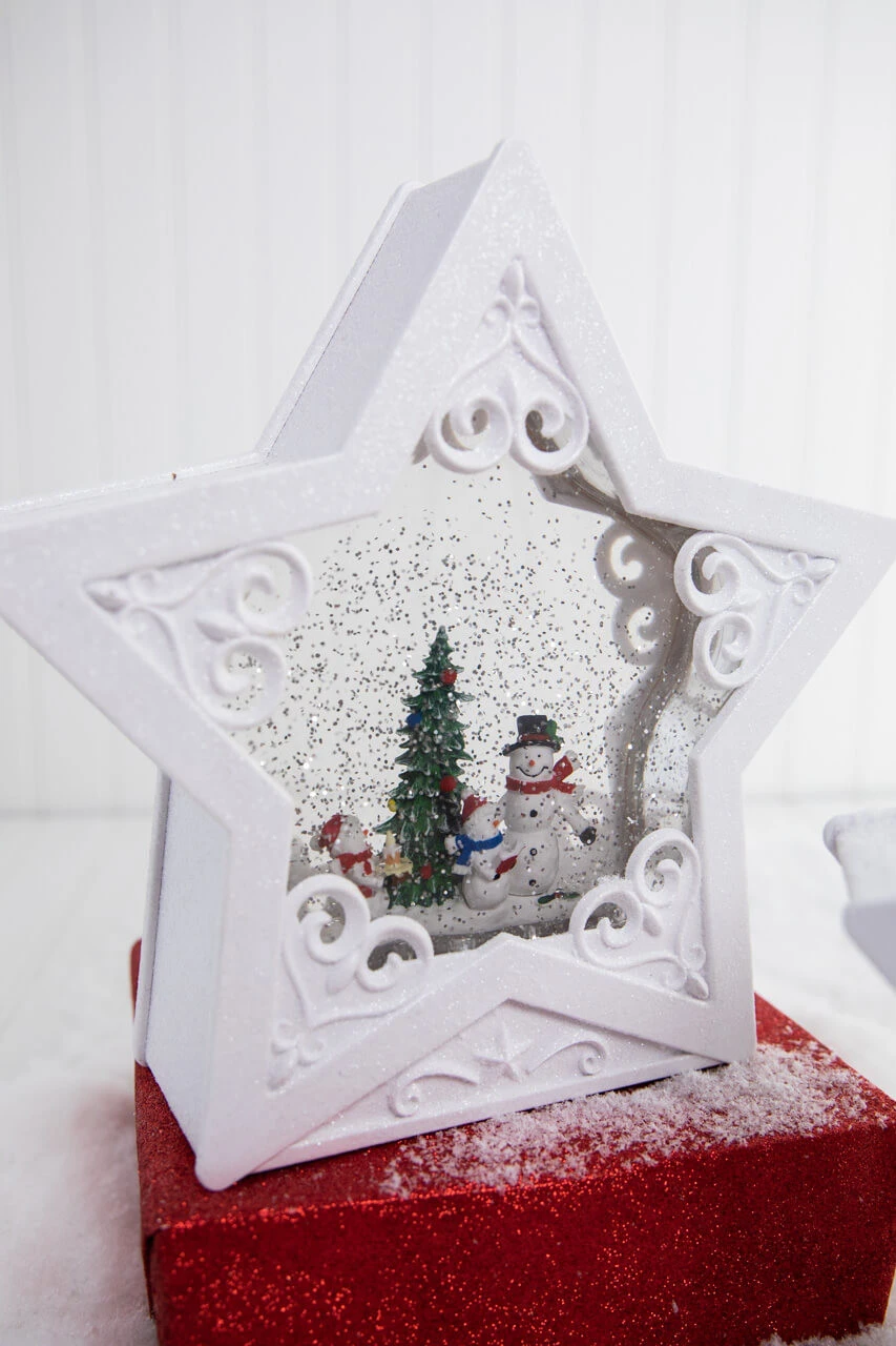 10.5" Battery Operated Lighted Spinning Water Globe Star With Timer - Image 3