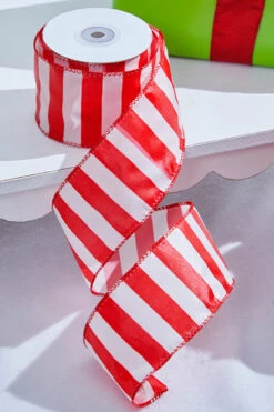 2.5" X 10 Yard Red And White Stripe Christmas Ribbon