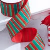 2.5" X 10 Yard Red/Green Holiday Stripe Wired Ribbon