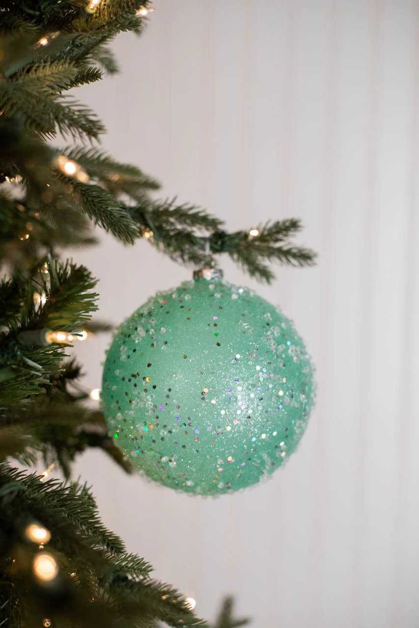 15cm Ice Sugared Gumdrop Ball Ornament Mint Green - Image 2