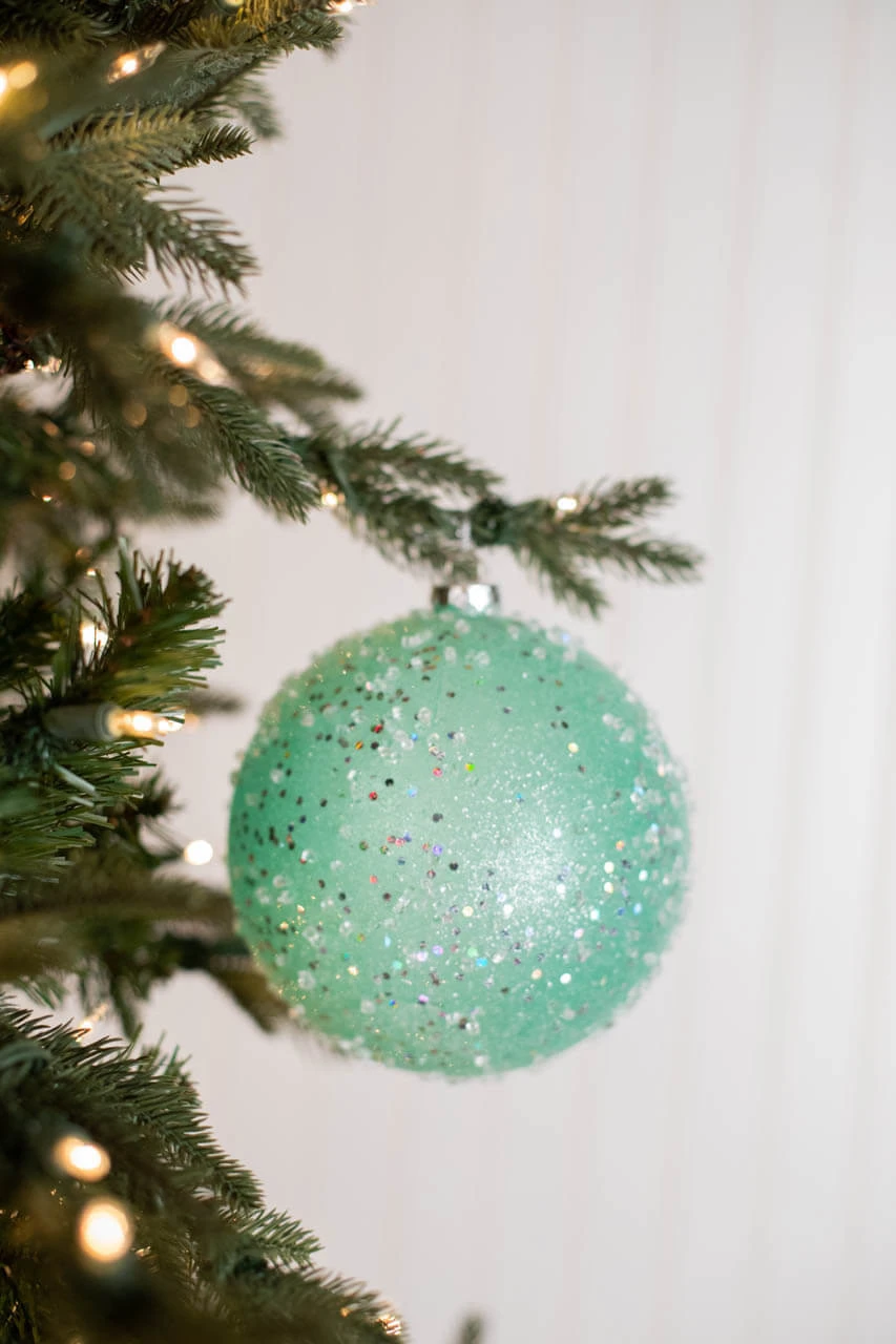 15cm Ice Sugared Gumdrop Ball Ornament Mint Green