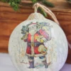 6” Glass Vintage Santa Bearing Gifts Ball Ornament