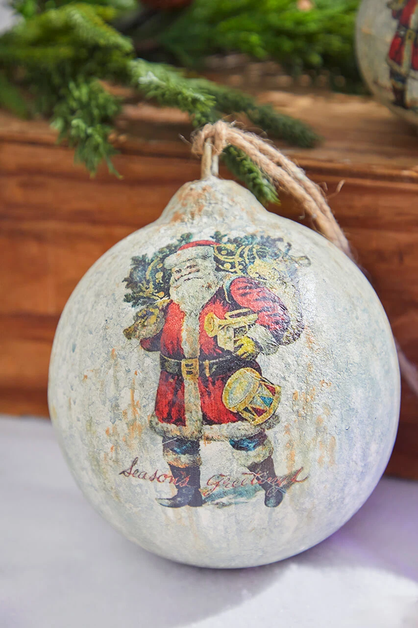 6β Glass Vintage Santa Bearing Gifts Ball Ornament