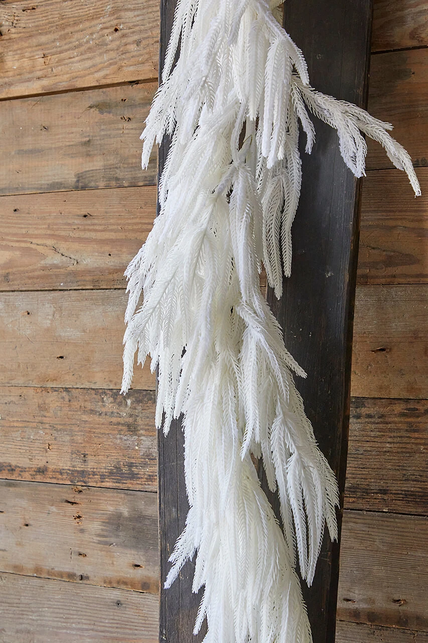 120β Real Touch Flocked White Norfolk Pine Garland - Image 2