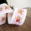 4”x 10 Yard Pink Check Gingerbread Glitter Ribbon