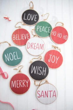 5β Holiday Wishes Wooden Disc Ornament- Set Of 10